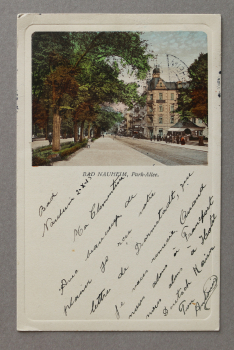 Ansichtskarte AK Bad Nauheim 1915 Park Allee Geschäfte Gebäude Straße Architektur Ortsansicht Hessen